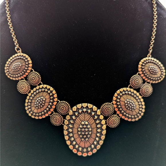 Concho Style Bib Necklace Southwest Western Statement Jewelry - Picture 2 of 6